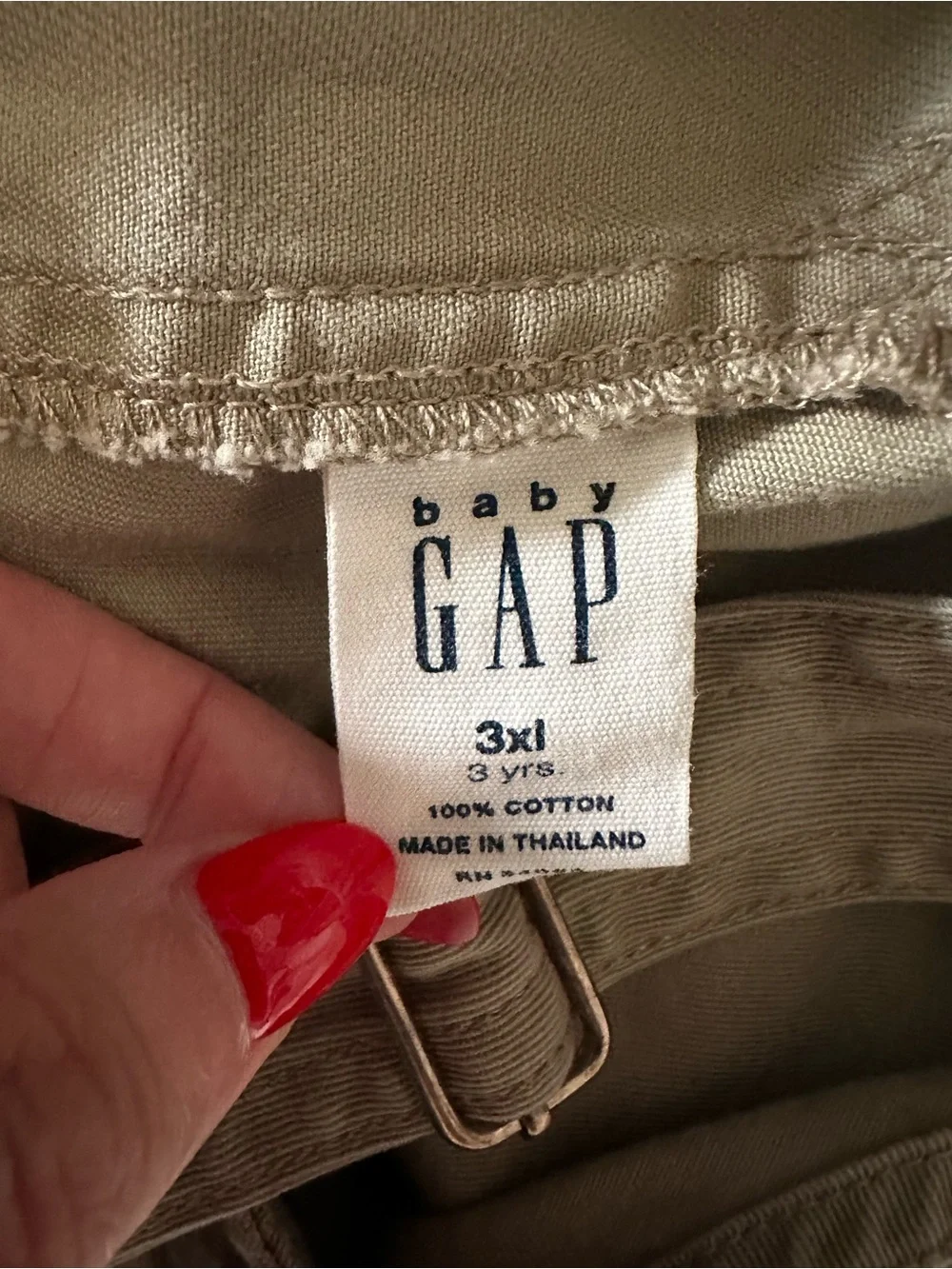 GAP Olive Short Overalls with Flag Patch